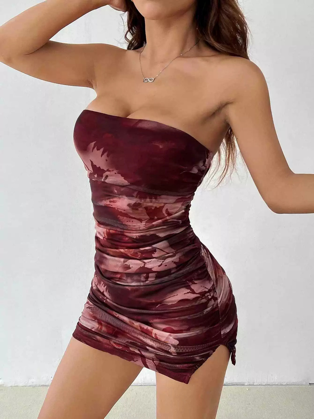ZARA Printed Party Mini Dress Sexy Strapless Bodycon Short Factory
